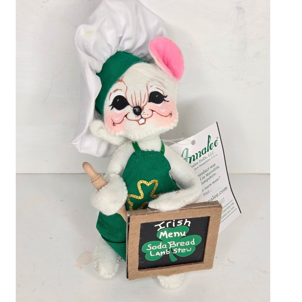 Annalee‎ Mouse Irish Chef Hat Plush Figurine St Patricks Day Menu Board